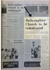 Ballyoughter Rededication on 19 August 1976. Published in the Enniscorthy Guardian on 20 August 1976. Credit: Wexford County Council.