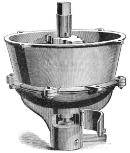 Historical illustration of a bark mill, 1892, included for comparison with the surviving machinery at Tubberneering.