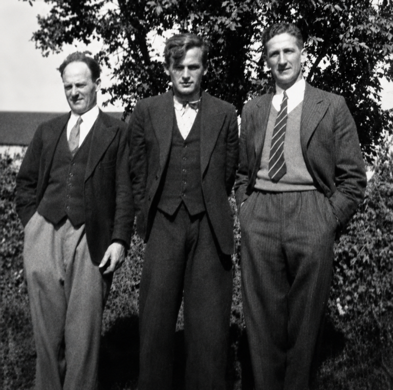 Richard Brennan (born 1884), son of Richard and Ellen Brennan, pictured with Denis Lawlor and Patrick Sheehan, Principal of Ballyoughter National School. Richard represented the third generation of the family to follow the tailoring trade.